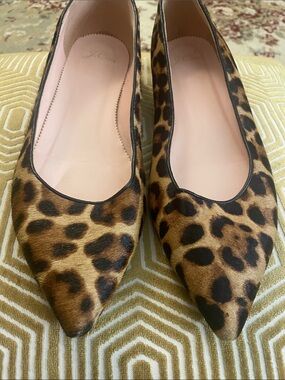 J. Crew Leopard Print Pointed Toe Flats - Brown/Black